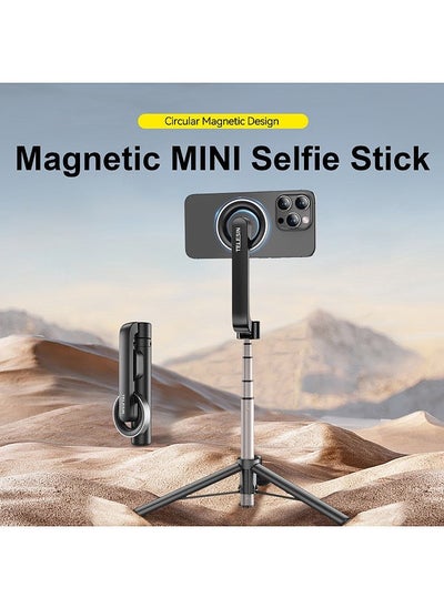 Buy Mini Magnetic Selfie Stick Desktop Tripod With Telescoping Rod 5 Sections 360°Rotatable With Magnet Ring & Remote Control Compatible With iPhone 15 14 13 12 Seires Android Phones in Saudi Arabia