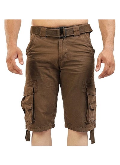 Buy FJACKETS Dark Brown Cargo Shorts Mens For Casual Wear in UAE