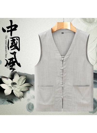 Buy Summer Linen Vest Mens Casual Sleeveless Tang TopLight gray top Light gray top in UAE