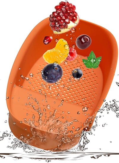 اشتري Sink Colander Drain Basket, Multifunction Saddle Sink Food Waste Strainer, Kitchen Storage Rack for Washing Spoon, Forks, Vegetables, Fruits (Orange) في الامارات