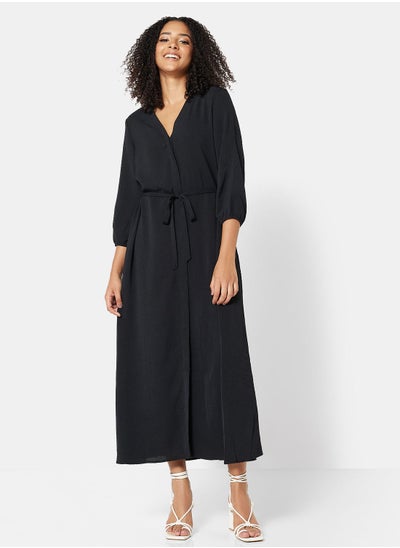 Buy Belted V-Neck Maxi Dress in Saudi Arabia