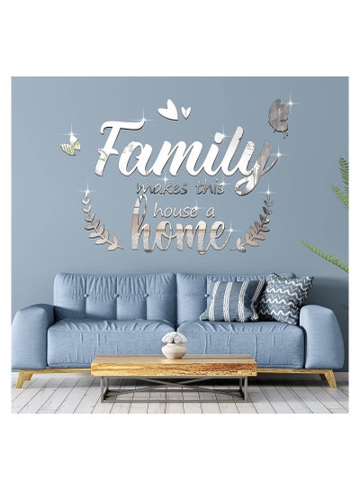 Buy 3D Acrylic Mirror Decal Wall Decor Stickers Family Letter Quotes Wall Stickers Removable DIY Motivational Family Butterfly Mirror Stickers for Home Living Room Bedroom Office Wall Decorations in UAE