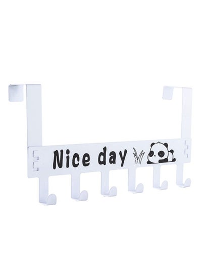 اشتري Heavy-Duty Over Door Hook Carben Steel  Nice Day Print Hook Cloth Hanger for Door  Removable Door Hook Towel Hanger Bathroom Door  6 Hooks White في السعودية