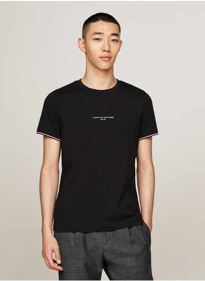 Buy Logo Crew Neck Tipped Sleeves T-Shirt in Saudi Arabia