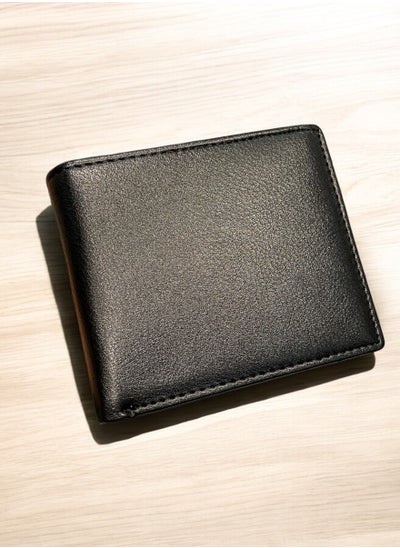 Buy Men's Wallet Made Of Black Genuine Leather Holds 10 Cards And 2 ID Cards in Saudi Arabia