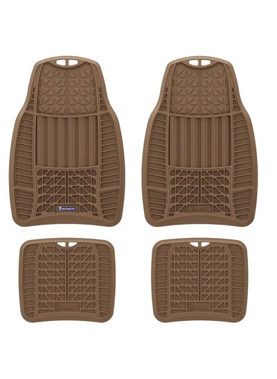 Buy Michelin Premium Car Rubber Mat (4 pcs Set) with FLEX Lines - TAN in UAE