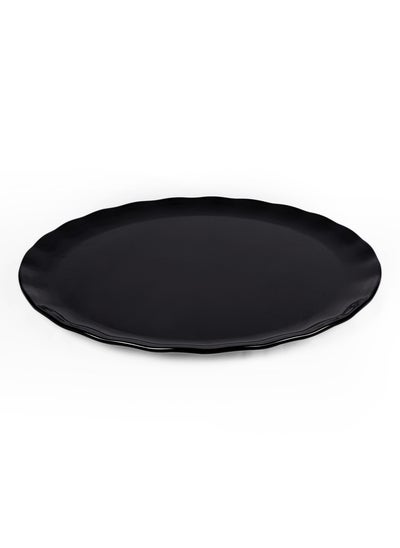 اشتري Melamine 16 Inch Round Wavy Edge Serving Platter Black في الامارات