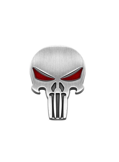 Buy Red Eye Skull Metal Car 3D Sticker Punisher Emblem for Car Motorcycle and Truck Decorative Logo Side Tail (Silver) in UAE