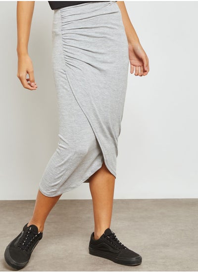 Buy Wrap Front Midi Skirt in Saudi Arabia