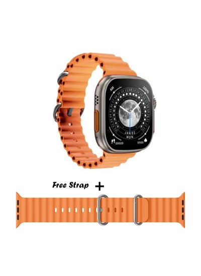 Buy X8 Ultra Max Series (2023) Smart Watch 2.2 Inch 49mm IPS display NFC Bluetooth V5 Call Waterproof IP67 Wireless Charger (Orange Strap)+ 1 free strap in Egypt