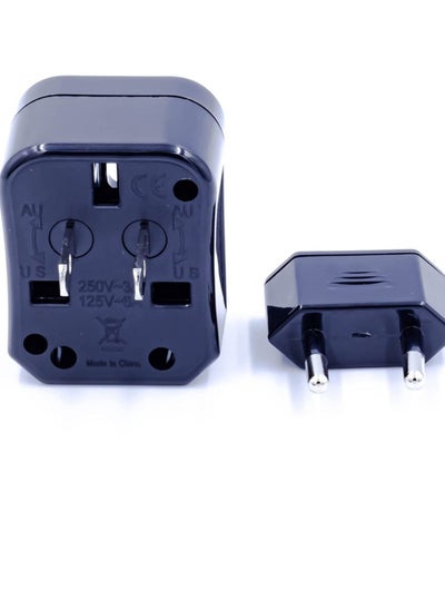 Buy Universal International Power Adapter Travel Plug – USA/UK/EU/AU All in one Power Outlet Multi Travel Adapter, AC Plug Adaptor (Black) in UAE