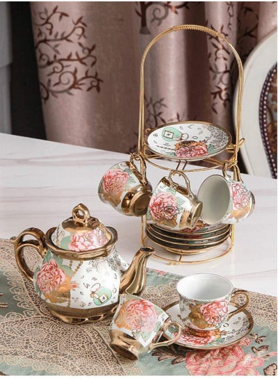 Buy European 13-Piece Ceramic Coffee Cup And Saucer Tea Cup Pot Set Dinnerware Coffee & Tea Sets in UAE