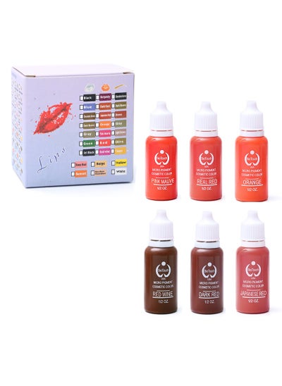 Buy Pure Lip Tone KIT 6 Bottle Set Pigment Color Permanent Eyebrow Makeup Microblading Supplies Micropigmentation Cosmetic Tattoo Ink Ombre Feathering Hair Stroke 1/2OZ Each in Saudi Arabia