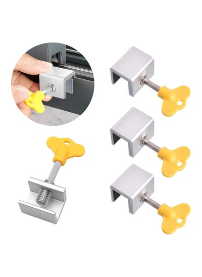 اشتري 4 Sets Sliding Window Locks, ikeoat Security Window Lock Aluminum with Key, Window Stoppers for Vertical & Horizontal Slide Door, Adjustable Security Locks for Child Home Bedroom and Office في الامارات