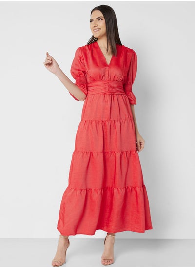 Buy Puff Sleeve Tiered Dress in Saudi Arabia