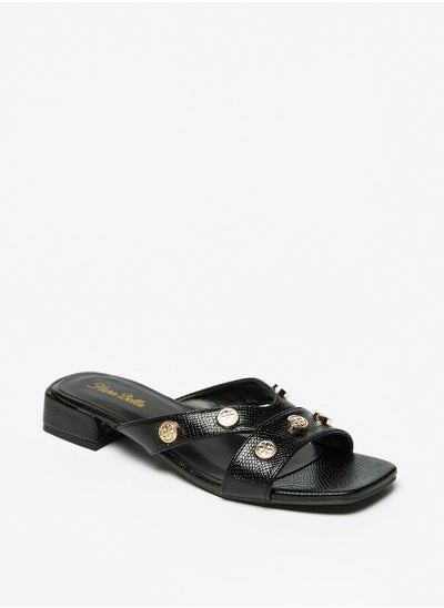 Buy Metal Stud Embellished Strap Slide Sandals in Saudi Arabia