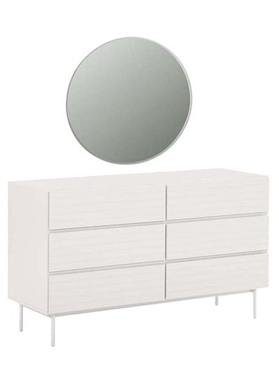 Buy Asher Dresser with Mirror, White in UAE