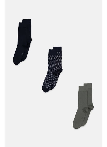 Buy Men 3 Pairs Of Socks, Navy and Olive in UAE