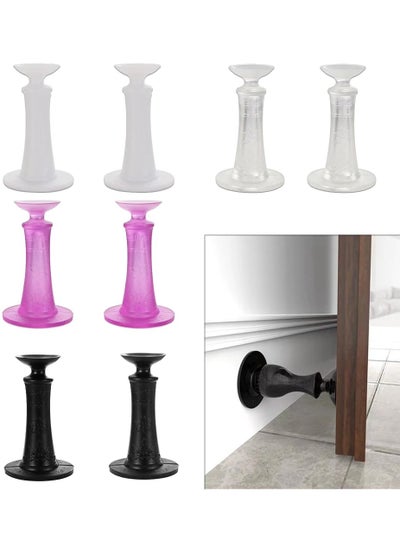 اشتري 8 Pcs Door Stoppers, Silicone Door Stops Damage-Free with Durable Reusable Waterproof Rubber Door Stoppers for Heavy Duty Wall, No Need to Drill Collision Mute No Trace في السعودية