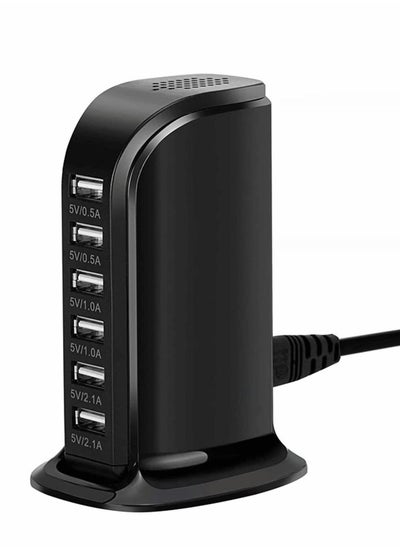 Buy Desktop USB Charging Station, Universal 6 Ports Tower Portable Travel USB Charger Multi-Port USB Cardle Charger Hub for iPhone/iPad Android and All Other USB Enabled Devices in Saudi Arabia