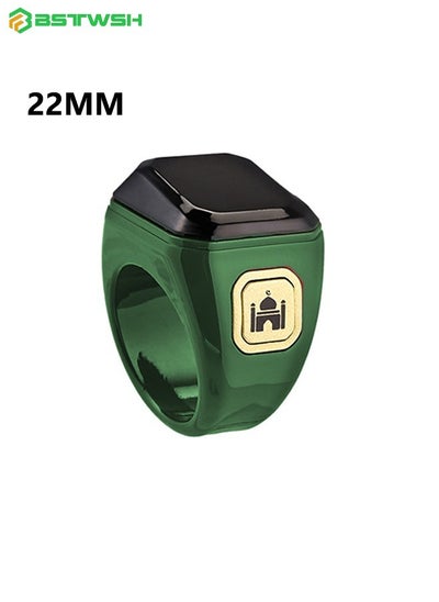 Buy 22mm Smart Ring with Work Vibration Reminder&Muslim Tasbeeh Counter&Kaaba Guidance&Chants and Prayer Times OLED Diaplay&Multi-language - Wireless Bluetooth Connectivity for Exclusive BSTWSH APP,Green in Saudi Arabia