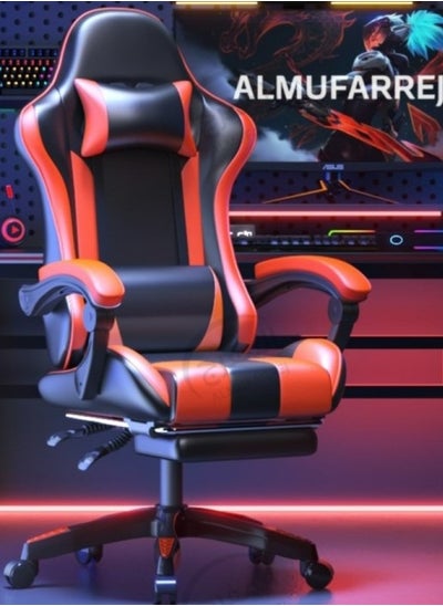 Buy Gaming Chair Adjustable Computer Chair PC Office PU Leather High Back Lumbar Support comfortable armrest Headrest Red and Black in Saudi Arabia