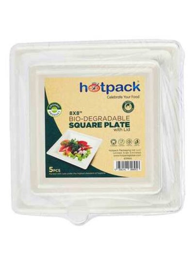 Buy Bio-degradable Plate Square 8×8'' 5 Pieces in Saudi Arabia