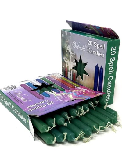 اشتري 4 Inch Mini Chime  Spell Unscented Taper Candles  Green  Set of 20 في الامارات