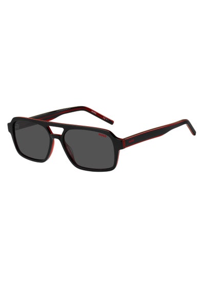 اشتري Men's Uv Protection Rectangular Shape Acetate Sunglasses Hg 1241/S Grey 41 - Lens Size: 40.7 Mm - Black Red في السعودية