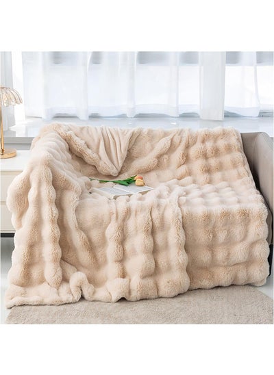 اشتري Faux Rabbit Fur Throw Blanket Cute Cozy Furry Fuzzy Blanket Plush Warm Fleece Fluffy Blanket for Couch Sofa في الامارات