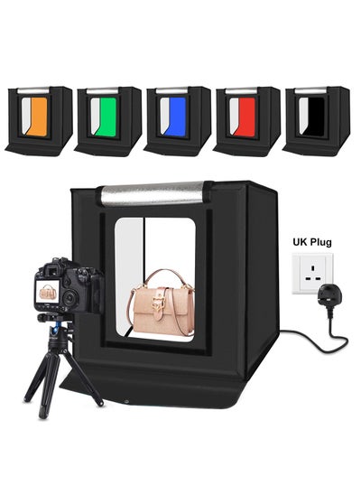 اشتري 15.8 inch Foldable Portable 24W 5500K White Light Photography Lighting Box,Photo Lighting Studio Kits with 6 Colors Backdrops في السعودية