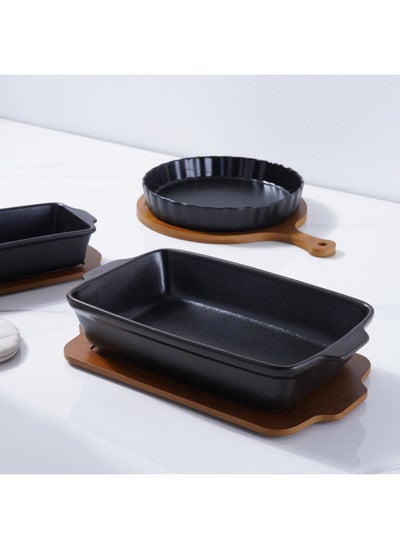 اشتري Nera Rectangular Baking Dish Bamboo With Lid 2.5L - Black في الامارات