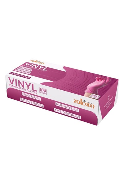 Buy Pink Synthetic Nitrile Vinyl Blended Gloves, 4 Mil, Powder-Free, Smooth, Non-Sterile, Pack of 100 Pieces in UAE
