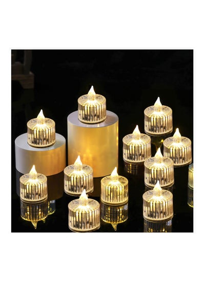 Buy 12Pack LED Crystal Candle Light Table Centrepiece Flameless Candles Transparent Small Tea Wax Birthday Proposal INS Desktop Decoration Create Atmosphere Candles Tea Lights in UAE