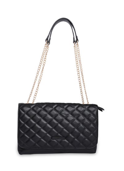 Buy Caprese Cuddy Checkered Black Faux Leather Medium Sling Bag in UAE