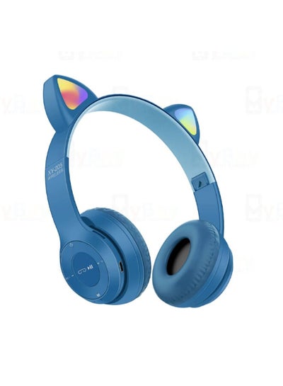 اشتري XY-205 High Quality Wireless Headset Cat Ear With Key Regulatory - Blue في مصر