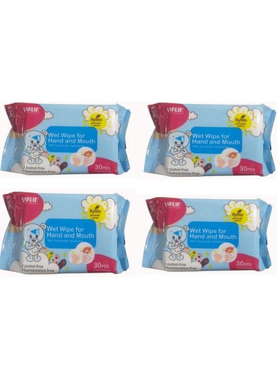 Buy Wet Wipes For Hand And Mouth 28 Pieces (Pack Of 4) in UAE