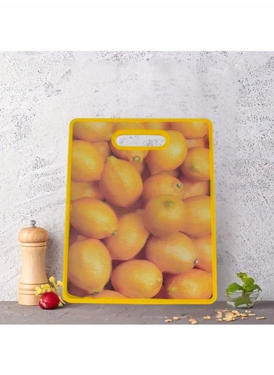 Buy Plastic cutting board with handle 37*30cm (yellow - different shapes) in Egypt