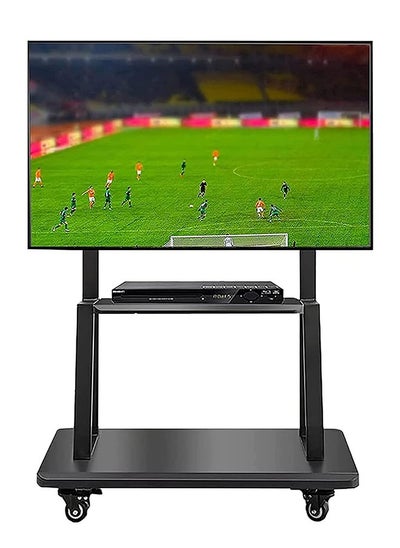 اشتري حامل تلفزيون بعجلات حامل تلفزيون على الأرض لشاشات LED LCD Oled مقاس 32-100 بوصة، عربة تلفزيون متنقلة مع رفوف من طبقتين، ارتفاع عربة تلفزيون فائقة قابل للتعديل يحمل ما يصل إلى 80 كجم في السعودية