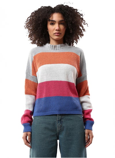 Buy Colorful Chunky Knit Mock Neck Pullover in Egypt