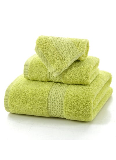 Buy 3 Piece Premium Cotton Towel Set 1 Face Washcloth, 1 Hand Towel, 1 Bath Towel, Quick Dry, Breathable & Highly Absorbent Towels, Ultra Soft Towels Ideal for Daily Use Light Green in UAE