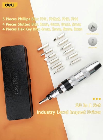 Buy 13 Pieces Magnetic Screwdriver Set with Slotted Bits and Hexagon Wrench and Non-slip Handle for Repairing Camera Computer Mobile Game Console in UAE