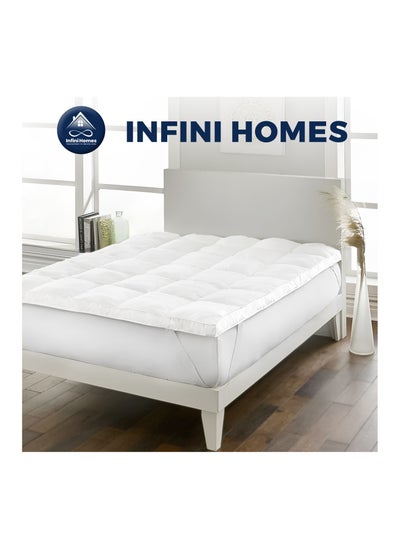 Buy Infini Homes White Mattress Topper , 550GSM Microfiber Filling,  Experience Luxurious Comfort and Support in UAE