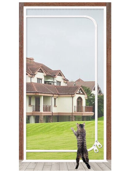 Buy Reinforced Pet Screen Door, Fits Door Size 32''x 80'', Thickened Cat Resistant Mesh Screen Door for Living Room, Patio, Kitchen, Bedroom, Cat Scratch Proof Screen with Zipper Closure. in UAE