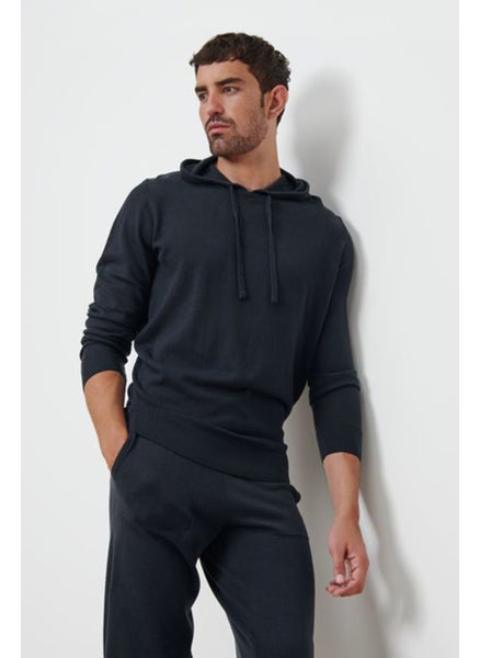 Buy Men Hooded Plain Sweatshirts, Navy Blue in UAE