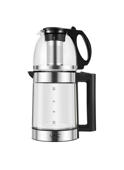 اشتري Glass Electric Kettle 2-in-1 Hot Water Boiler 2.2 Liter Capacity, Warming Function Energy and Keeps the Water, 360° Rotating Base 1500W Free Water Heater Kettle for Coffee & Tea Maker في الامارات