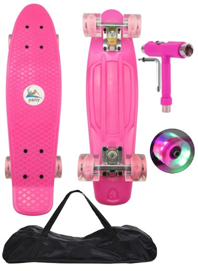 Buy 22" Pany SkateBoard PU Flash Wheels Fish Shape With Carry Bag & Tool, Pink in Egypt