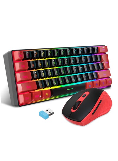 Buy 2.4G Wireless Gaming Keyboard and Mouse Combo Include Mini 60% Merchanical Feel Keyboard Ergonomic Design Wireless Mouse in Saudi Arabia