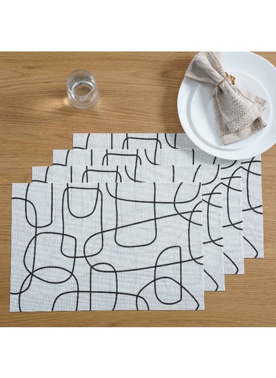 اشتري Lanny 4-Piece Printed Placemat Set 30X45Cm - Black في الامارات