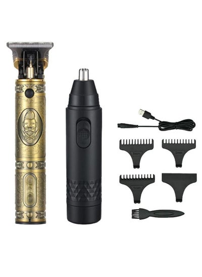 اشتري Gasin professional haircut set, adjustable razor with 4 heads, gold color, dimensions 64x30x40 cm في السعودية